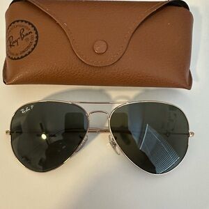 Ray-Ban Aviator Sunglasses with Brown Case